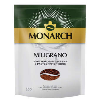 Кофе молотый в растворимом MONARCH "Miligrano" 200 г, сублимированный, 8052484 за 808 ₽. Кофе растворимый. Доставка по России. Без переплат!