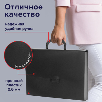 Портфель пластиковый STAFF А4 (330х235х36 мм), 13 отделений, индексные ярлыки, черный, 229245 за 451 ₽. Портфели пластиковые. Доставка по России. Без переплат!