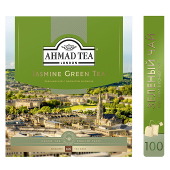 Чай AHMAD (Ахмад) "Jasmine Green Tea" зелёный с жасмином, 100 пакетиков в конвертах по 2 г, 475i-08 за 693 ₽. Чай пакетированный. Доставка по России. Без переплат!