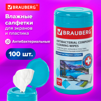 Салфетки АНТИБАКТЕРИАЛЬНЫЕ ДЛЯ МОНИТОРОВ И ПЛАСТИКА, ПЛОТНЫЕ, BRAUBERG, 100 шт., 513476 за 163 ₽. Чистящие салфетки для техники. Доставка по России. Без переплат!