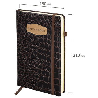 Скетчбук, слоновая кость 140 г/м2, 130х210 мм, 80 л., КОЖЗАМ, резинка, BRAUBERG ART CLASSIC, CROCO, коричневый, 116471 за 456 ₽. Альбомы, скетчбуки и бумага для графики и эскизов. Доставка по России. Без переплат!
