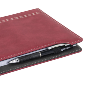 Блокнот А5 165x218 мм, BRAUBERG "Perfect", под кожу софт-тач, держатель для ручки, 80 листов, клетка, бордовый, 116616 за 382 ₽. Бизнес-блокноты и бизнес-тетради. Доставка по России. Без переплат!