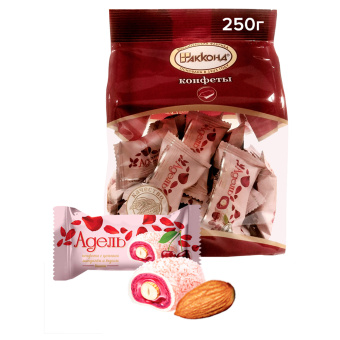 Конфеты АККОНД "Адель" с цельным миндалём со вкусом вишни, 250 г за 327 ₽. Конфеты фасованные. Доставка по России. Без переплат!