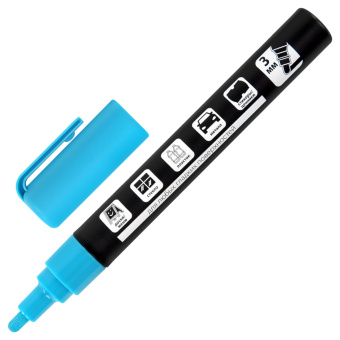 Маркер меловой CHALK LIQUID MARKER, СИНИЙ, 3 мм, стираемый, BRAUBERG "CHALK", 152592 за 94 ₽. Маркеры меловые. Доставка по России. Без переплат!