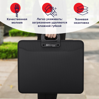 Папка-портфель пластиковая БОЛЬШОГО ФОРМАТА BRAUBERG "ПОРТФОЛИО" А3 (470х380х130 мм), 3 отделения, черная, 223081 за 1 877 ₽. Портфели пластиковые. Доставка по России. Без переплат!