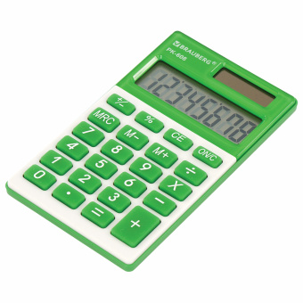 Калькулятор карманный BRAUBERG PK-608-GN (107x64 мм), 8 разрядов, двойное питание, ЗЕЛЕНЫЙ, 250520 за 381 ₽. Калькуляторы карманные. Доставка по России. Без переплат!