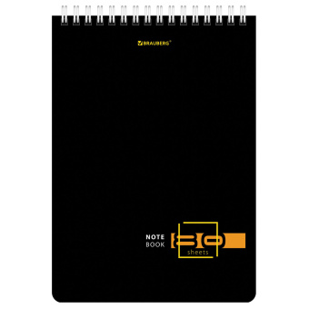 Блокнот А5 (146х206 мм), 80 л., гребень, картон, жесткая подложка, клетка, BRAUBERG, "Dark", 114387 за 65 ₽. Блокноты. Доставка по России. Без переплат!