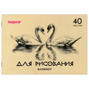 Блокнот для рисования, А4, 40 л., обложка офсет, ПИФАГОР, 200х285 мм, "Лебеди/Лев", 126962 за 57 ₽. Альбомы и папки для рисования. Доставка по России. Без переплат!