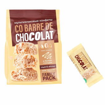 Конфеты мультизлаковые CO BARRE DE CHOCOLAT с белой глазурью, 135 г, УТ-00032332 за 139 ₽. Конфеты фасованные. Доставка по России. Без переплат!