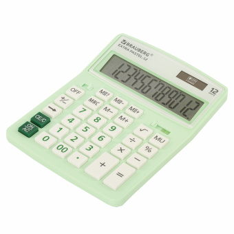 Калькулятор настольный BRAUBERG EXTRA PASTEL-12-LG (206x155 мм), 12 разрядов, двойное питание, МЯТНЫЙ, 250488 за 880 ₽. Калькуляторы настольные. Доставка по России. Без переплат!