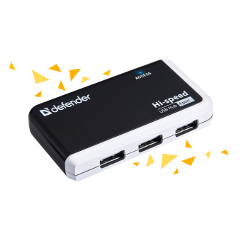 Хаб USB 2.0, 4 порта, порт для питания, черный, DEFENDER QUADRO INFIX, 83504 за 655 ₽. Хабы (разветвители) USB. Доставка по России. Без переплат!