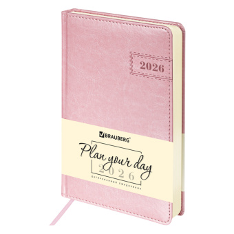 Ежедневник датированный 2026 А5 138x213 мм, BRAUBERG "Imperial", под кожу, розовый, 117065 за 161 ₽. Ежедневники с покрытием "под кожу и ткань". Доставка по России. Без переплат!
