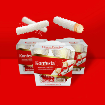 Конфеты KONFESTA со сливочно-кокосовым кремом, вафельные, 150 г за 174 ₽. Конфеты в коробках. Доставка по России. Без переплат!