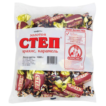 Конфеты шоколадные СЛАВЯНКА "Золотой Степ" с мягкой карамелью и арахисом, 1000 г, пакет, 20463 за 875 ₽. Конфеты фасованные. Доставка по России. Без переплат!