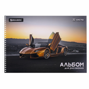 Альбом для рисования А4 32 л., гребень, выборочный лак, BRAUBERG, 195х285 мм, "Суперкар" (2 вида), 106699 за 79 ₽. Альбомы и папки для рисования. Доставка по России. Без переплат!