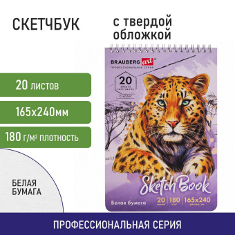 Скетчбук, белая бумага 180 г/м2, 165х240 мм, 20 л., гребень, твердая обложка, BRAUBERG ART CLASSIC, 112993 за 109 ₽. Альбомы, скетчбуки и бумага для графики и эскизов. Доставка по России. Без переплат!