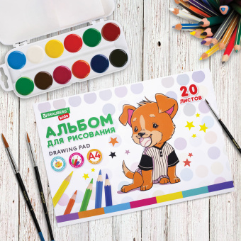 Альбом для рисования А4 20 л., скоба, обложка картон, BRAUBERG KIDS, 203х288 мм, "Зверушки", 106691 за 39 ₽. Альбомы и папки для рисования. Доставка по России. Без переплат!