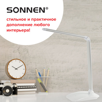 Настольная лампа-светильник SONNEN PH-3607, на подставке, LED, 9 Вт, металлический корпус, серый, 236686 за 2 395 ₽. Светильники. Доставка по России. Без переплат!