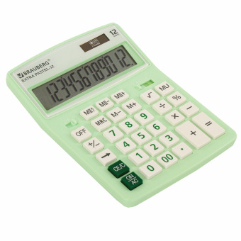 Калькулятор настольный BRAUBERG EXTRA PASTEL-12-LG (206x155 мм), 12 разрядов, двойное питание, МЯТНЫЙ, 250488 за 880 ₽. Калькуляторы настольные. Доставка по России. Без переплат!