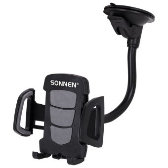 Держатель для телефона в авто на стекло SONNEN, зажим 50-100 мм, вращение 360°, 354921 за 260 ₽. Держатели для телефонов. Доставка по России. Без переплат!
