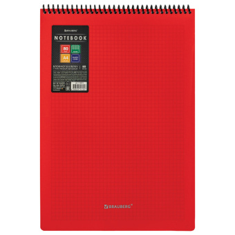 Блокнот БОЛЬШОГО ФОРМАТА А4, 80 л., обложка пластик, клетка, BRAUBERG "Metropolis", КРАСНЫЙ, 115573 за 151 ₽. Блокноты. Доставка по России. Без переплат!