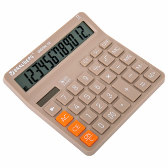 Калькулятор настольный BRAUBERG DIGITAL-12-BG (151х152 мм), 12 разрядов, двойное питание, БЕЖЕВЫЙ, 272970 за 636 ₽. Калькуляторы настольные. Доставка по России. Без переплат!
