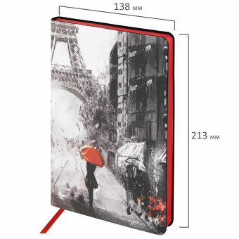 Ежедневник недатированный А5 (138х213 мм), BRAUBERG VISTA, под кожу, гибкий, 136 л., "Paris", 111992 за 157 ₽. Ежедневники с покрытием "под кожу и ткань". Доставка по России. Без переплат!