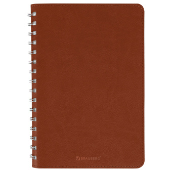 Бизнес-тетрадь на гребне А5 148x218 мм, BRAUBERG "Office PRO", под кожу, клетка, 80 л., коричневая, 111044 за 276 ₽. Бизнес-блокноты и бизнес-тетради. Доставка по России. Без переплат!