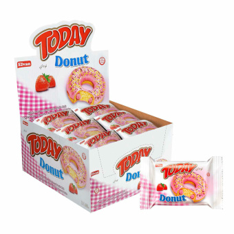 Кекс TODAY "Donut", со вкусом клубники, ТУРЦИЯ, 24 штуки по 40 г в шоу-боксе, 1367 за 1 393 ₽. Печенье, крекеры, сухари и сушки. Доставка по России. Без переплат!
