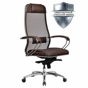 Кресло офисное МЕТТА "SAMURAI" SL-1.04, сверхпрочная ткань-сетка/экокожа, темно-коричневое за 35 970 ₽. Кресла SAMURAI. Доставка по России. Без переплат!