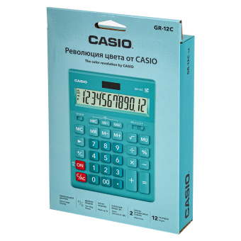 Калькулятор настольный CASIO GR-12С-LB (210х155 мм), 12 разрядов, двойное питание, ГОЛУБОЙ, GR-12C-LB-W-EP за 1 832 ₽. Калькуляторы настольные. Доставка по России. Без переплат!