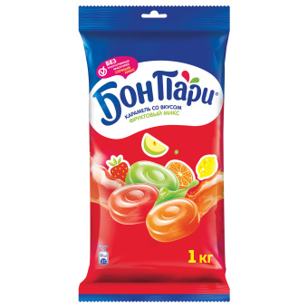 Леденцы БОН ПАРИ "Фруктовый Микс", ассорти 6 вкусов, 1 кг, 11625459 за 659 ₽. Леденцы, карамель и драже. Доставка по России. Без переплат!