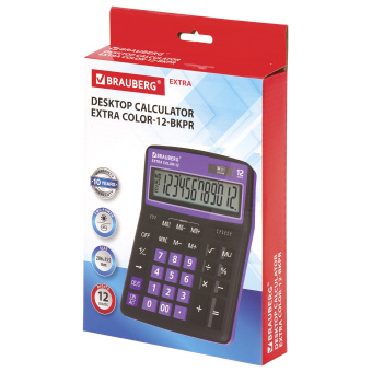 Калькулятор настольный BRAUBERG EXTRA COLOR-12-BKPR (206x155 мм),12 разрядов, двойное питание, ЧЕРНО-ФИОЛЕТОВЫЙ, 250480 за 988 ₽. Калькуляторы настольные. Доставка по России. Без переплат!