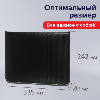 Папка на молнии пластиковая BRAUBERG "Contract", А4, 335х242 мм, внутренний карман, черная, 225162 за 324 ₽. Папки пластиковые на молнии. Доставка по России. Без переплат!