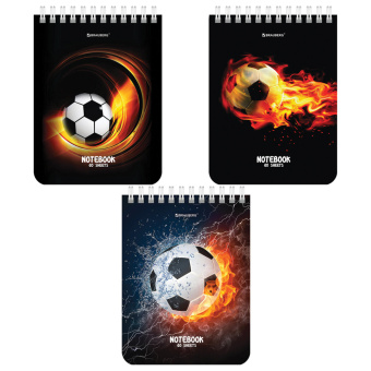 Блокнот МАЛЫЙ ФОРМАТ А6 108х145 мм, 40 л., гребень, картон, клетка, BRAUBERG, "Футбол", 114390 за 28 ₽. Блокноты. Доставка по России. Без переплат!
