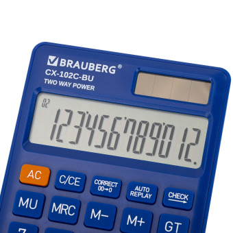 Калькулятор карманный BRAUBERG CX-102C-BU (76x126 мм), 12 разрядов, двойное питание, СИНИЙ, 272648 за 258 ₽. Калькуляторы карманные. Доставка по России. Без переплат!