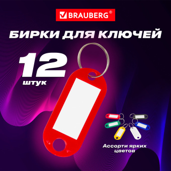 Бирки для ключей КОМПЛЕКТ 12 шт., длина 50 мм, инфо-окно 30х15 мм, АССОРТИ, BRAUBERG, 231151 за 217 ₽. Бирки для ключей. Доставка по России. Без переплат!