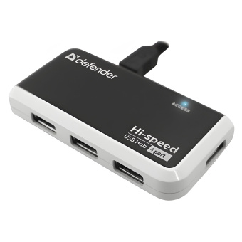 Хаб USB 2.0, 4 порта, порт для питания, черный, DEFENDER QUADRO INFIX, 83504 за 655 ₽. Хабы (разветвители) USB. Доставка по России. Без переплат!