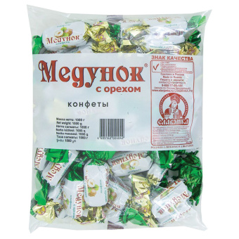 Конфеты шоколадные СЛАВЯНКА "Медунок" с орехом и мягкой карамелью, 1000 г, пакет, 20538 за 705 ₽. Конфеты фасованные. Доставка по России. Без переплат!