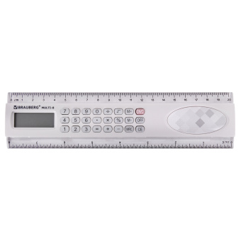 Калькулятор с линейкой 20 см, BRAUBERG MULTI-8 (53x210 мм), 8 разрядов, 250540 за 444 ₽. Калькуляторы настольные. Доставка по России. Без переплат!