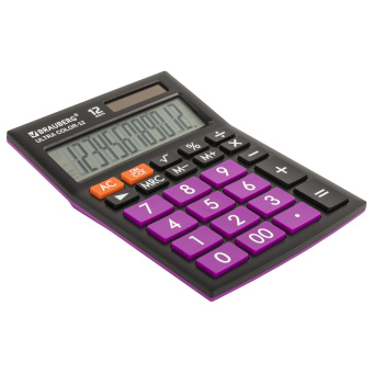 Калькулятор настольный BRAUBERG ULTRA COLOR-12-BKPR (192x143 мм), 12 разрядов, двойное питание, ЧЕРНО-ФИОЛЕТОВЫЙ, 250501 за 972 ₽. Калькуляторы настольные. Доставка по России. Без переплат!