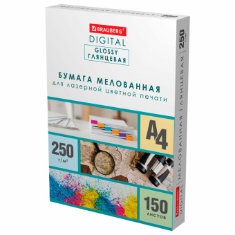 Бумага BRAUBERG DIGITAL GLOSSY мелованная глянцевая А4, 250 г/м2, 150 л., для полноцветной лазерной печати,116566 за 1 373 ₽. Бумага для цветной лазерной печати. Доставка по России. Без переплат!