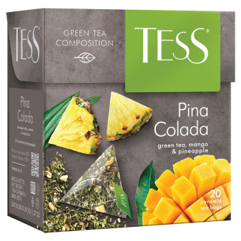 Чай TESS "Pina Colada" зеленый с ароматом тропических фруктов, 20 пирамидок по 1,8 г, 0787-12 за 103 ₽. Чай пакетированный. Доставка по России. Без переплат!