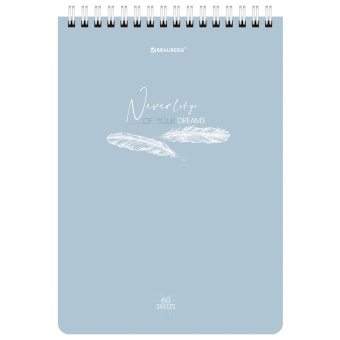 Блокнот А5 (146х206 мм), 60 л., гребень, картон, клетка, BRAUBERG, "Pastel", 114362 за 68 ₽. Блокноты. Доставка по России. Без переплат!