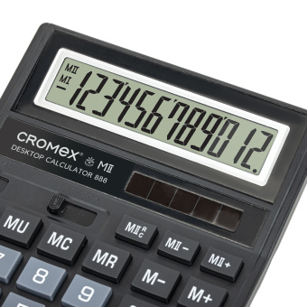 Калькулятор настольный CROMEX 888 (185x145 мм), 12 разрядов, ЧЕРНЫЙ, 271728 за 633 ₽. Калькуляторы настольные. Доставка по России. Без переплат!