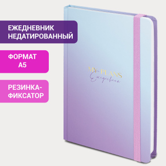 Ежедневник недатированный с резинкой А5 (145х203 мм), BRAUBERG, твердый, 128 л., "Градиент", 114557 за 214 ₽. Ежедневники с твердой обложкой. Доставка по России. Без переплат!