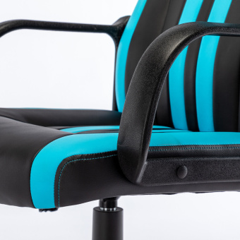 Кресло компьютерное BRABIX "Stripe GM-202", экокожа, черное/голубое, 532509 за 7&nbsp;197 ₽. Кресла игровые. Доставка по России. Без переплат!