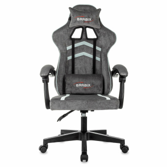 Кресло компьютерное BRABIX "Shooter GM-123", 2 подушки, ткань, серое, 533192 за 12&nbsp;606 ₽. Кресла игровые. Доставка по России. Без переплат!