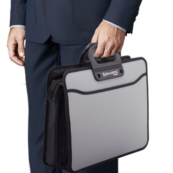 Папка-портфель пластиковая BRAUBERG ПРЕМЬЕР А4 (390х315х120 мм), 3 отделения, фактура "бисер", серая, 223083 за 1&nbsp;633 ₽. Портфели пластиковые. Доставка по России. Без переплат!