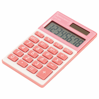 Калькулятор карманный BRAUBERG PK-608-PK (107x64 мм), 8 разрядов, двойное питание, РОЗОВЫЙ, 250523 за 381 ₽. Калькуляторы карманные. Доставка по России. Без переплат!
